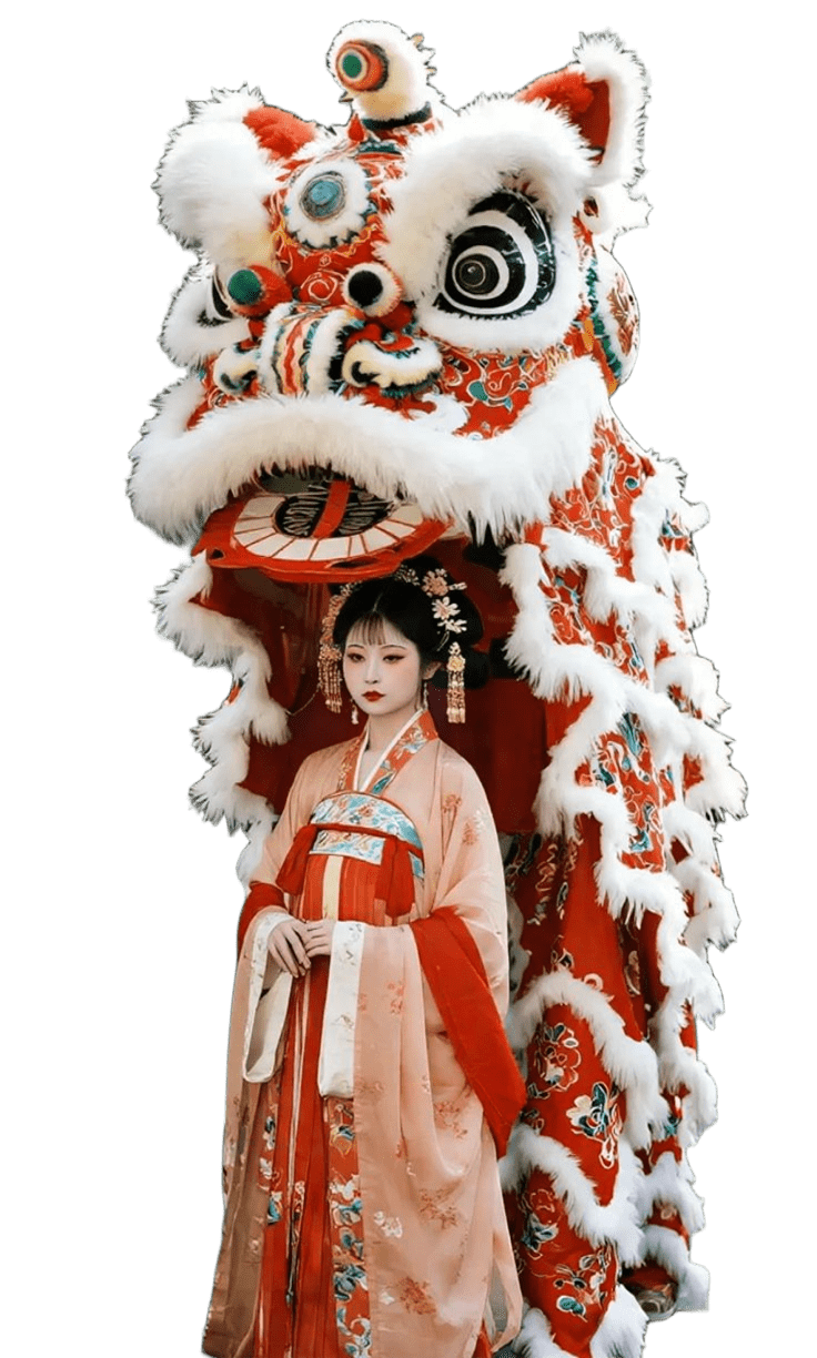 Traje tradicional de danza del león chino